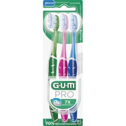 GUM PRO Brosse À Dents Medium Trio Pack – Nettoyage en profondeur