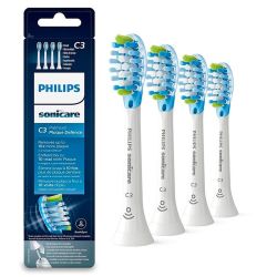 Philips Sonicare C3 Premium Plaque Defence - Brins Medium Souple - Blanche - 4 Têtes de Brosse