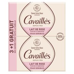 Rogé Cavaillès Savon Extra Doux Lait de Rose Lot de 3 x 250 g + 1 offert