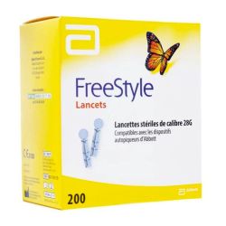 Abbott Freestyle Lancets - 200 bandelettes - Calibre 28G - Prélèvement doux et précis