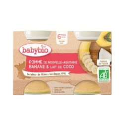 Babybio Petit Pot Pomme Banane Lait de Coco 6 mois - 2 x 130g