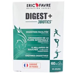 Eric Favre Digest+ 3Biotics 60 gélules - Digestion facilitée et équilibre de la flore intestinale