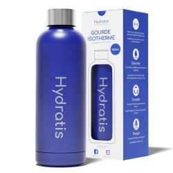 Hydratis Gourde Isotherme en Inox - 500ml - Couleur : Bleu - Hydratation pratique et écologique