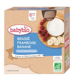 Babybio Gourde Brassé Framboise Banane +6m Bio - 4 x 85g