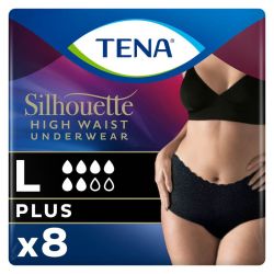 Tena Silhouette Plus Noir - Taille Basse - Taille L - 8 protections
