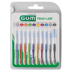 GUM Trav-Ler brossettes interdentaires de voyage - 10 unités