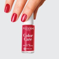 Poderm Vernis Color Care Tea Tree Rouge Rose 8 ml - Vernis soin rose-rouge élégant longue tenue