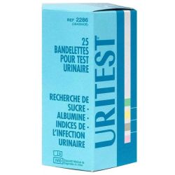 25 bandelettes pour test urinaire leucocytes et nitrites