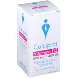 Calciprat Vitamine D3 500mg/400UI 60 comprimés à sucer
