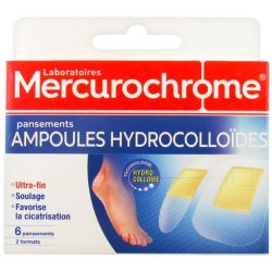 Mercurochrome Ampoules Hydrocolloïdes - Prévient la Formation d’Ampoules - 6 Pansements