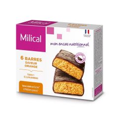 Milical Barres Minceur Hyperprotéinées - Saveur Chocolat/Orange - 6 Barres