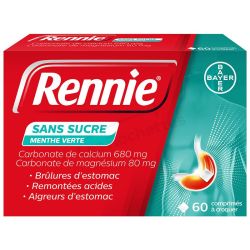 Rennie sans sucre menthe verte 60 comprimés à croquer