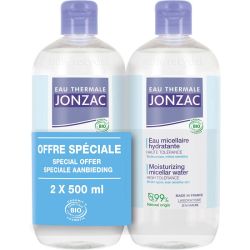 Eau Thermale Jonzac Eau Micellaire Hydratante Bio - Lot de 2 x 500 ml - Nettoie, démaquille et hydrate