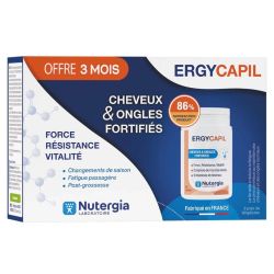 Nutergia Ergycapil Ongles et Cheveux Fortifiés - Force, Résistance et Vitalité - 3 x 90 gélules