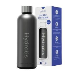 Hydratis Gourde Isotherme en Inox - 500ml - Couleur : Noir Chromé - Hydratation pratique et écologique