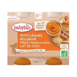 Babybio Petit Pot Petits Légumes Boulghour Poulet Lait de Coco 8 mois - 2 x 200g