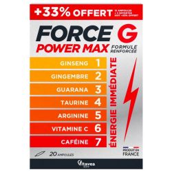 Vitavea Force G Power Max - 20 Ampoules - Énergie immédiate et réduction de la fatigue