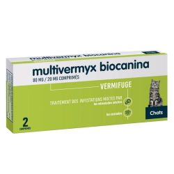 Biocanina Multivermyx - Vermifuge pour Chats de + de 2kg - Boîte de 2 comprimés