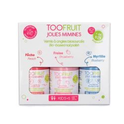 Toofruit Coffret Jolies Mimines - 3 Vernis à Ongles Biosourcés - Pêche, Fraise, Myrtille