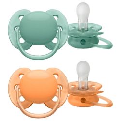 Avent Ultra Soft - 2 Sucettes Orthodontiques Silicone - 0-6 Mois - 2 sucettes