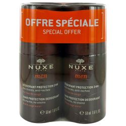 Nuxe Men Déodorant Protection 24H - Lot de 2 x 50 ml - Protection longue durée et fraîcheur boisée