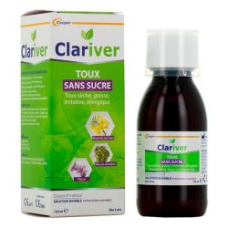 Clariver Sirop Toux Sèche et Grasse - Sans sucre - Dès 3 ans - Réhydrate et Apaise la Muqueuse - 120 ml