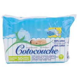 Cotocouche – Couches 100% Coton - 1er Âge - 30 Couches