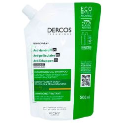 Vichy Dercos Shampoing Traitant Anti-Pelliculaire DS - Cheveux Secs - Éco-Recharge 500 ml