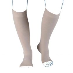 Thuasne Venoflex Elégance C3 Chaussettes de Contention Homme Pied Ouvert Beige Sable - Normal - Taille 1