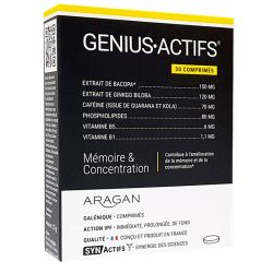 Aragan Genius Actifs - 28 comprimés à croquer - Mémoire et concentration