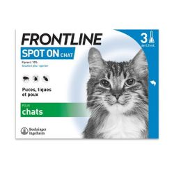 Frontline Spot-On Chat - Protection Antiparasitaire - Chat de + de 8 Semaines et 1kg - 3 pipettes