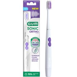GUM Sonic Ortho Brosse à Dents Électrique à Piles Souple – Nettoyage orthodontique