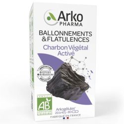 Arkopharma Arkogélules Charbon Végétal Activé Bio - 80 Gélules - Réduit les Ballonnements