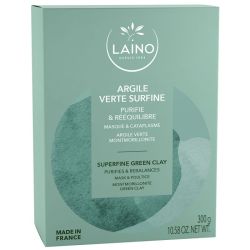 Laino Masque et Cataplasme Argile Verte Surfine - 300g - Purifie, absorbe l’excès de sébum et rééquilibre