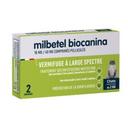 Biocanina Milbetel Vermifuge Chats de 2 à 12 kg - 2 comprimés