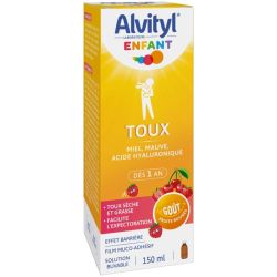 Alvityl Enfant Sirop Toux Sèche et Grasses - Dès 1 an - Goût Fruits Rouges - 150ml