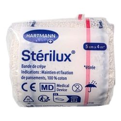 Hartmann Sterilux Bande De Crepe - Comprime les Plaies - Lavable et Réutilisable - 5cm x 4m
