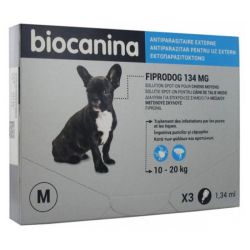 Biocanina Fiprodog 134 mg Solution Spot-On Chiens Moyens 3 Pipettes de 1,34 ml