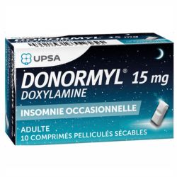 UPSA Donormyl 15mg 10 comprimés pelliculés sécables - Doxylamine