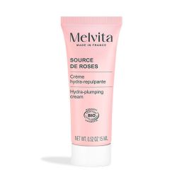 Melvita Crème Hydratante Repulpante Source de Roses - Hydrate et Repulpe la Peau - Format Voyage 15ml