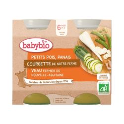 Babybio Petit Pot Petits Pois Panais Courgette Veau Fermier 6 mois - 2 x 200g