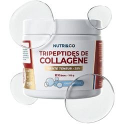 Nutri&Co Tripeptides de Collagène 100g Saveur : Neutre – Haute absorption et Fermeté