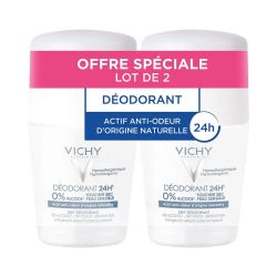 Vichy Déodorant 24H Toucher Sec Peau Sensible Roll-On - Lot de 2 x 50 ml – Fraîcheur Longue Durée