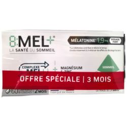 8:MEL+ Mélatonine 1,9mg - Offre spéciale 30 + 60 comprimés - 3 mois