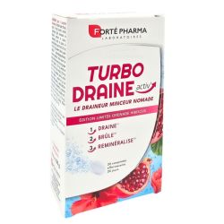 Forté Pharma Turbodraine Activ' Édition Limitée Grenade Hibiscus 20 comprimés effervescents - Draineur minceur nomade pour brûler les calories