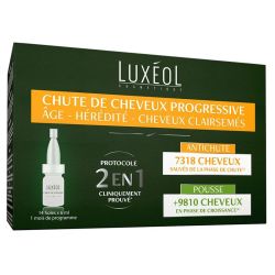 Luxéol Chute de Cheveux Progressive 2 en 1 - 14 fioles - Âge, hérédité, cheveux clairsemés