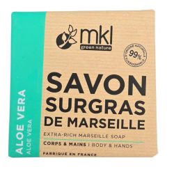 MKL Green Nature Savon Surgras de Marseille Aloe Vera 100 g - Adoucissement et nettoyage quotidien du corps et des mains