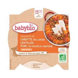Babybio Assiette Carottes Lentilles Porc Cumin 15 mois - 260g
