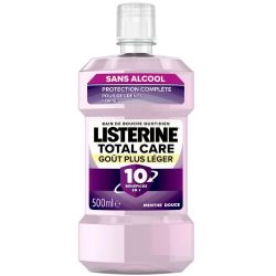 Listerine Total Care Goût Plus Léger - 500ml - Menthe Douce - Protection complète sans alcool