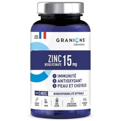 Granions Zinc Bisglycinate 15mg 60 Gélules - Haute biodisponibilité, soutien immunitaire, santé peau et cheveux
